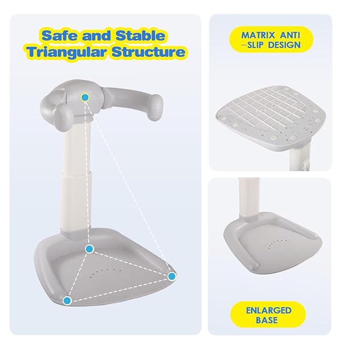 FAHKNS Baby Shower Stand Adjustable 9 Level Position Bath Shower Standing Support, Anti-Slip Toddler Shower Standing Support for Infants 8-36 Months