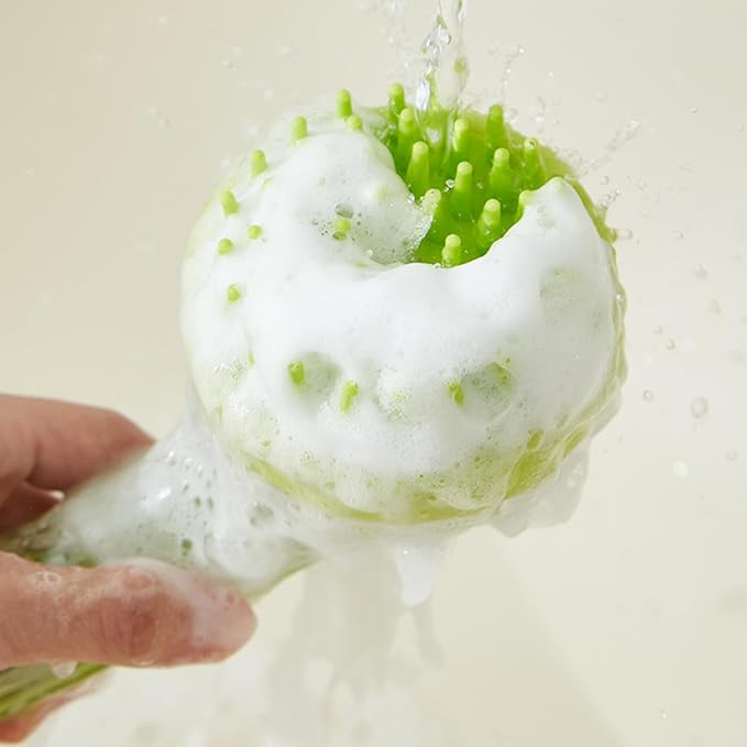 Pet Bathing Brush – Gentle Dog And Cat Scrubber With Integrated Soap Dispenser, Massage Cleansing Tool | Perfect For Puppies Kittens Cats, Home Use, Travel, Pool And Beach Bathing, Grooming Sessions