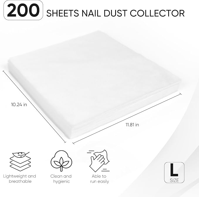 200 Sheets Nail Dust Collector Filter Paper, Disposable Nail Dust Filters - Image 3