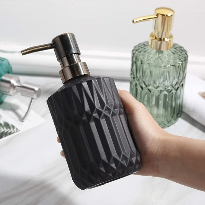 Soap Dispenser with Pump, Refillable Liquid Hand Soap Dish Soap Dispensers for Bathroom Counter, Kitchen Sink (Black)