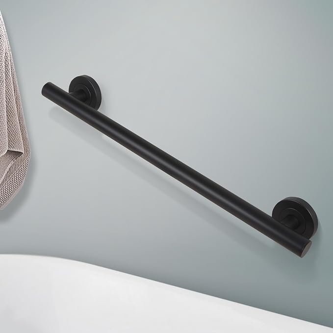 Lava Odoro Shower Grab Bar, Modern Stainless Steel Handicap Grab Bar for Bathtubs and Showers, Shower Safety Bar for Seniors Disabled, ADA-Compliant (Matte Black, 24 Inch)