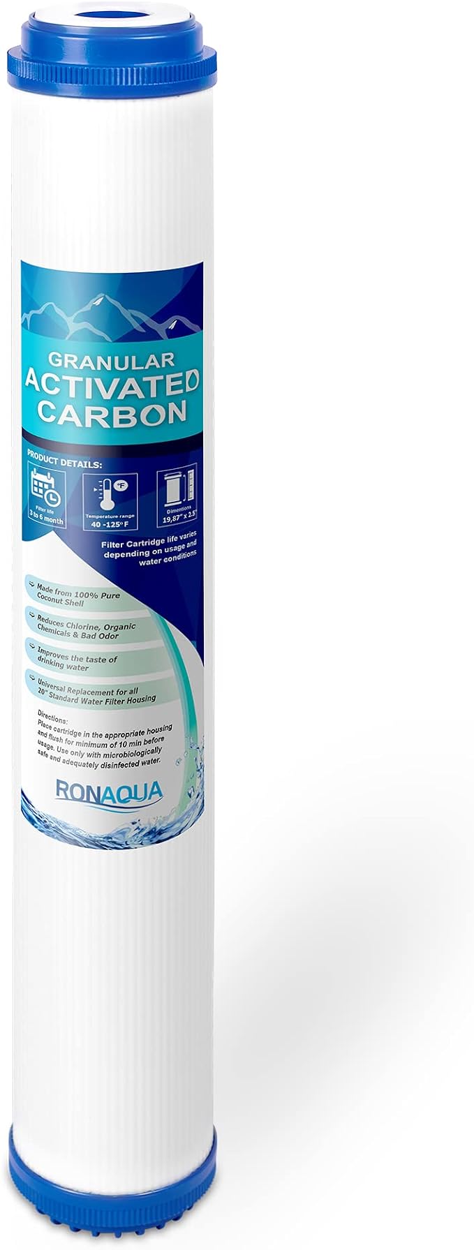 Standard Whole House Coconut Shell Granular Activated Carbon Water Filter 20” x by Ronaqua