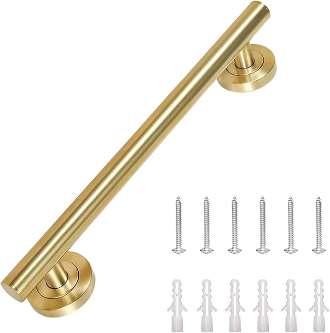 Lava Odoro Shower Grab Bar, Modern Stainless Steel Handicap Grab Bar for Bathtubs and Showers, Shower Safety Bar for Seniors Disabled, ADA-Compliant (Brushed Gold, 24 Inch)