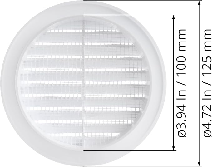 White 4" Inch Round Ventilation Grille - Image 5
