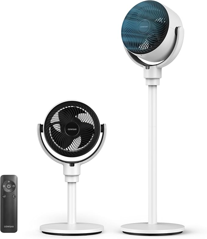 COWSAR Standing Fan for Bedroom, 20dB Quiet Pedestal Fan, 150°+120°Auto by COWSAR
