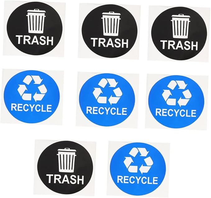 8pcs Garbage Sorting Stickers Waste Recycling Labels by CAXUSD