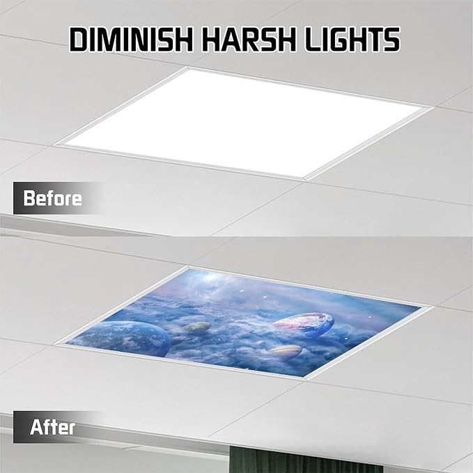 2PCS Fluorescent Light Covers for Classroom Ceiling Lights Magnetic Light Covers - Image 6