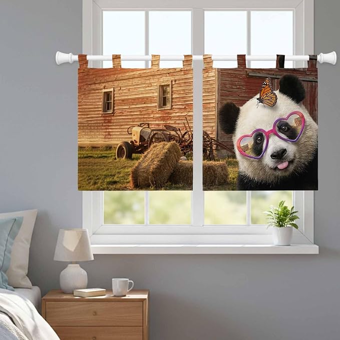 Farm Panda Kitchen Curtains 24 Inch Length, Small Window Curtains Tab Top - Image 9