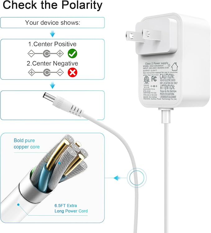 for Levoit Core Mini Air Purifier Power Cord 12V 1A Power Supply UL Lited | - Image 5