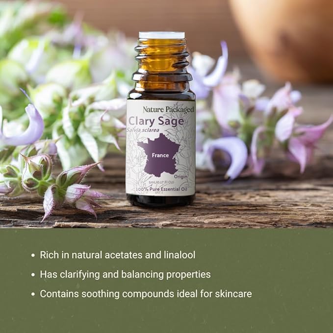 Clary Sage Essential Oil - Direct from France - Steam Distilled - Aceite de Salvia Esclarea for Aromatherapy, Massage, Diffuser, DIY Candle and Soap Making - 8oz