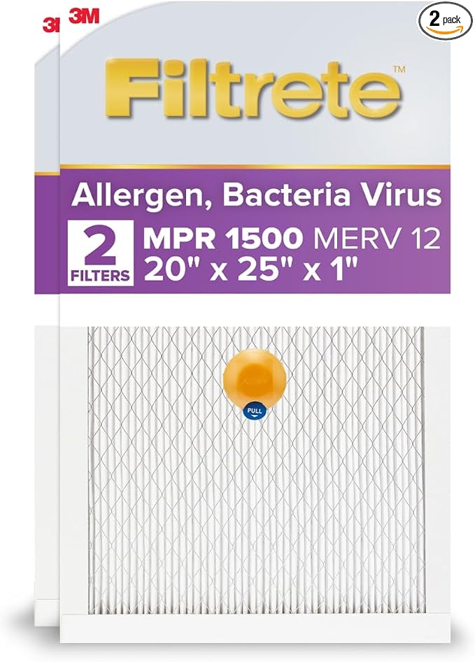 Filtrete 20x25x1 AC Furnace SMART Air Filter, MERV 12, MPR 1500, Track Filter by Filtrete