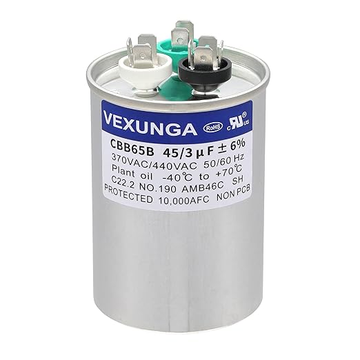 VEXUNGA 45/3 uF 45+3 MFD 370VAC or 440VAC Dual Run Start Round A/C Capacitor by VEXUNGA
