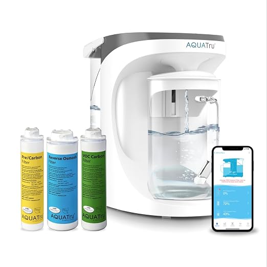 AquaTru Carafe Smart Countertop Water Purifier | App-Connected 4-Stage Reverse by AQUATRU