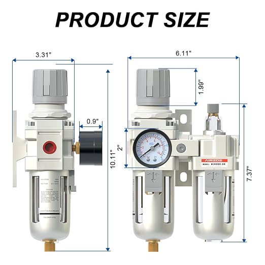 AIRZOE 1/2" NPT Compressed Air Filter Regulator Lubricator Combo, Air - Image 2