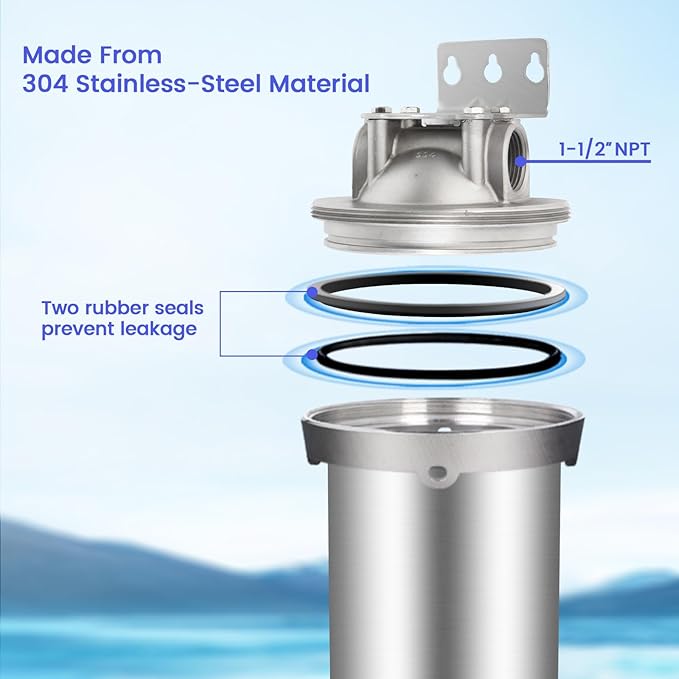 Amwater NSF/ANSI 42 Certification Big+ Stainless Steel Filter Housing - Image 4