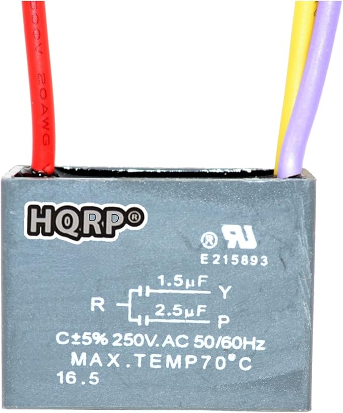 HQRP Ceiling Fan Capacitor CBB61 1.5uf+2.5uf 3-Wire UL Listed by HQRP