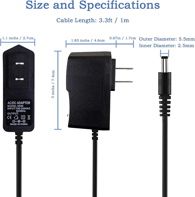 9V 2A Power Supply Adapter, AC 100-240V to DC 9V 2A 18W, 5.5x2.5mm Center - Image 4