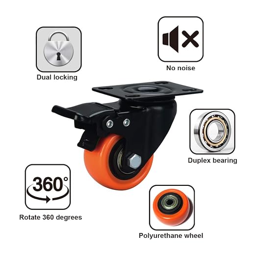 2" Caster Wheels, Casters Set of 8 Heavy Duty - Image 3