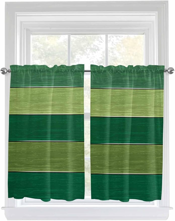 Farm Retro Green Wood Grain Window Valance Curtains, Rustic Wooden Plank - Image 9