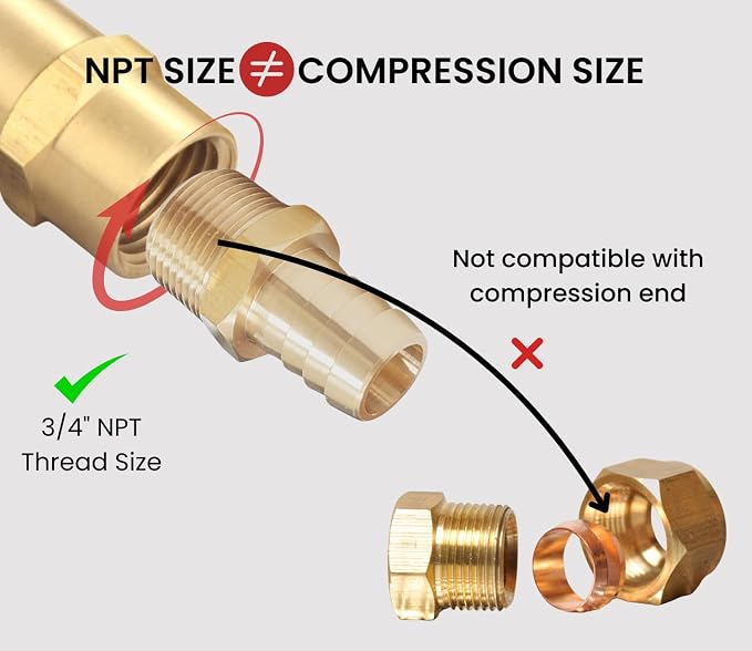 2pcs Brass Hose Barb Fitting, 3/4" Barb x 3/4" NPT Male, Adapter – Correct - Image 4