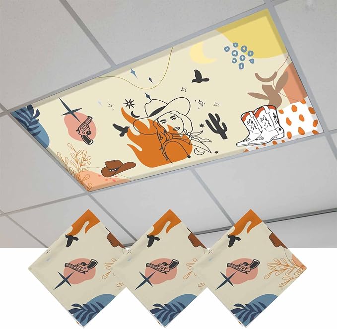 Fluorescent Light Covers for Ceiling Lights Boho Abstract Geometric Magnetic by Home+L6