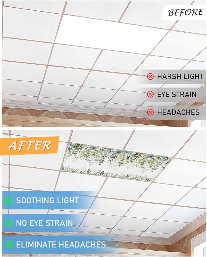 3 Pack Fluorescent Light Cover for Classroom Ceiling Light, Sage Green - Image 6