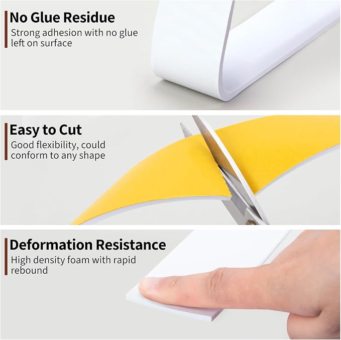 Yotache White Foam Rubber Seal Strip Tape 2" x1/8", Adhesive Closed Cell Foam - Image 6