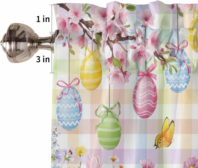 Happy Easter Kitchen Curtains 45 Inches length, Spring Bunny Colorful Eggs - Image 6