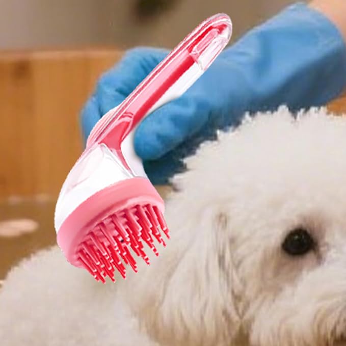 Pet Bathing Brush – Gentle Dog And Cat Scrubber With Integrated Soap Dispenser, Massage Cleansing Tool | Perfect For Puppies Kittens Cats, Home Use, Travel, Pool And Beach Bathing, Grooming Sessions