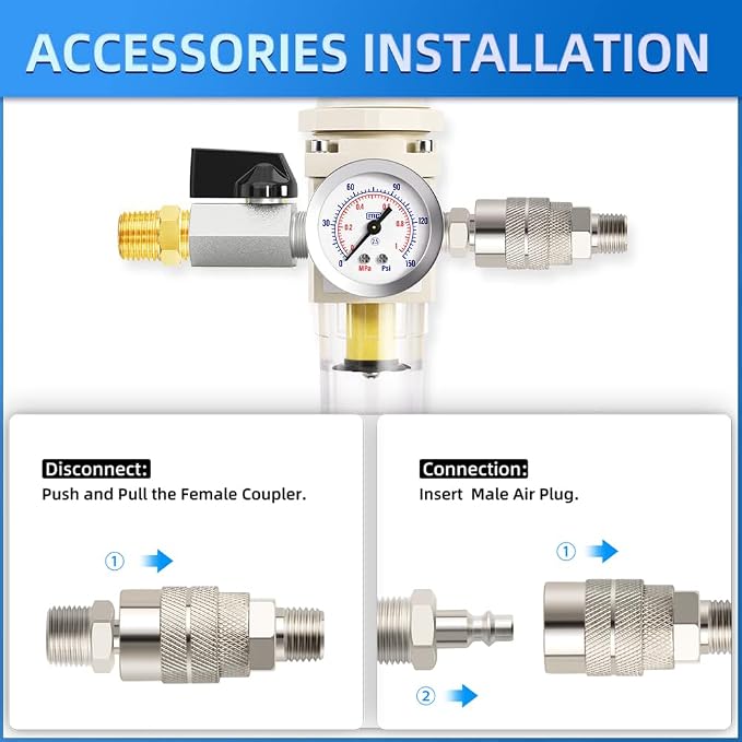 MEANLIN Air Compressor Moisture Filter, Automatic Drain Air Line Filter - Image 4