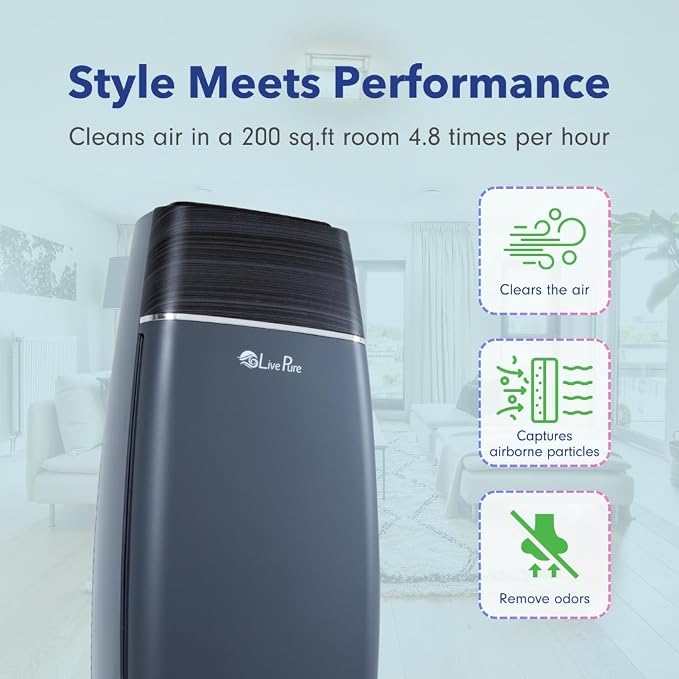 LivePure LP260TH-B Sierra Series True HEPA Digital Tall Tower Air Purifier - Image 3