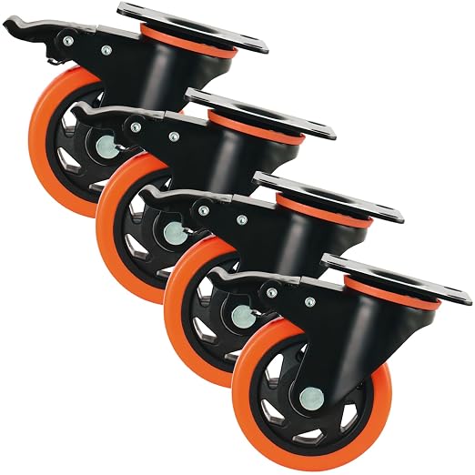 3" Casters Wheels Set of 4 Large Heavy-Duty Plate Casters Double Locking Castor by GcFoir