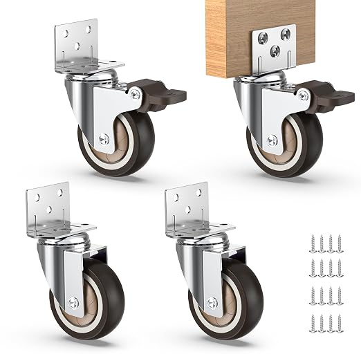 HOLKIE 2 Inch Side Mount Casters Set of 4 Supporting Up to 250 LBS Heavy Duty by HOLKIEUSA