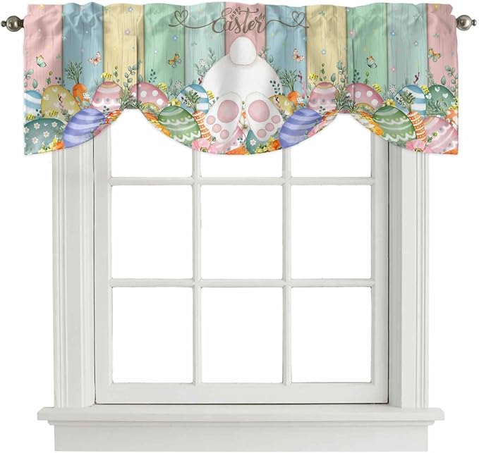 Easter Tie Up Valance Curtains for Windows, Kitchen Curtains Window Shades by Unknown