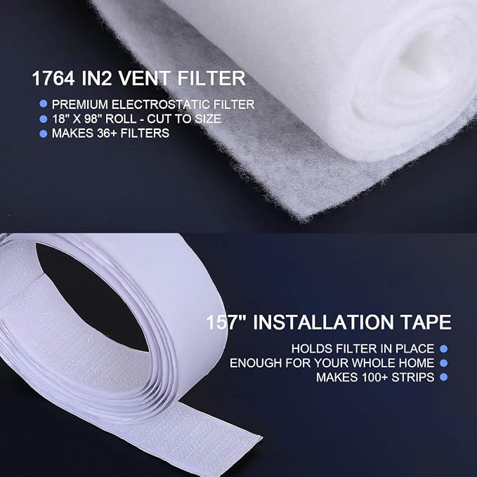 Complete Air Vent Filters Kit- 98‘’ x 18'' Electrostatic Media - Image 5