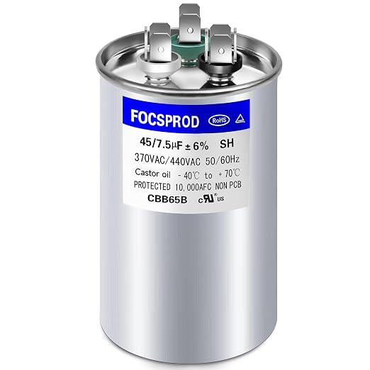 FOCSPROD 45+7.5 uF 45/7.5 MFD ±6% 370V/440V CBB65B AC Capacitor, Dual Run Round by FOCSPROD