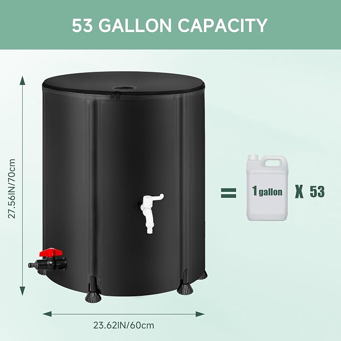 Collapsible Rain Barrel Water Storage Containers-53 Gallon Portable Rainwater - Image 4