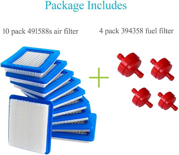 HOODELL 10 Pack 491588S Air Filter + 394358 Fuel Filter Compatible - Image 7