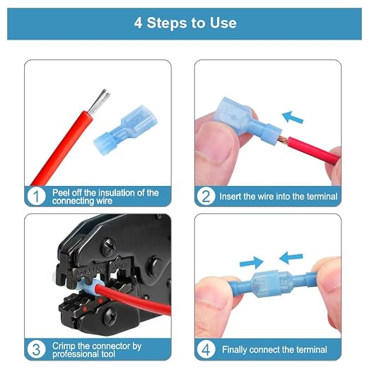 100Pcs Nylon Insulated Spade Connector Kit, 22-10 AWG Male & Female Quick - Image 4