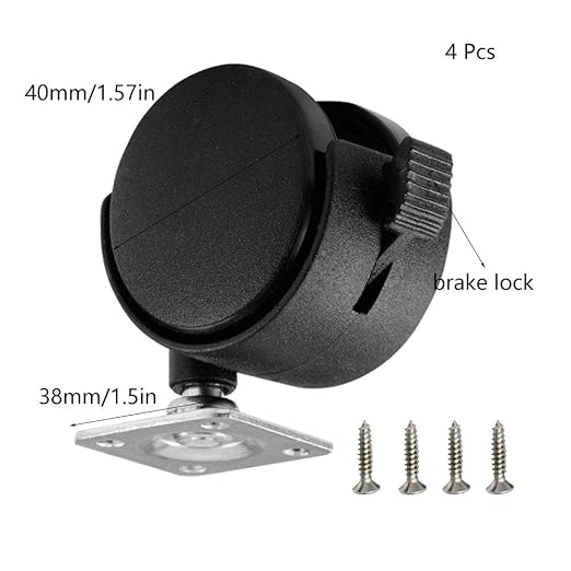 Black Plastic 1.5 inch Plate Casters - Image 2