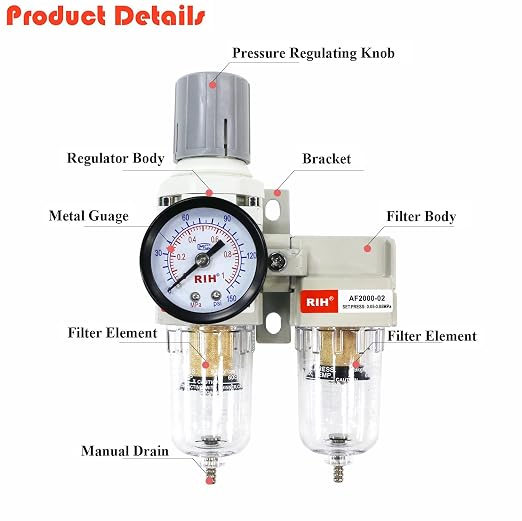 RIH Air Dryer System -1/4" NPT Double Air Filters-5 Micron Particulate Filter& - Image 2