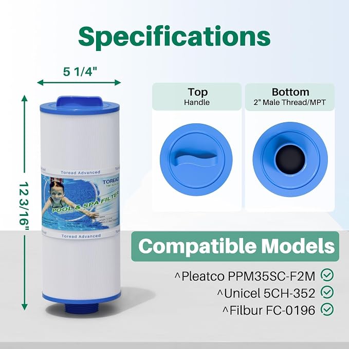 TOREAD 5CH-352 Spa Filter Replaces PPM35SC-F2M, Marquis Spa 20042, Filbur - Image 2