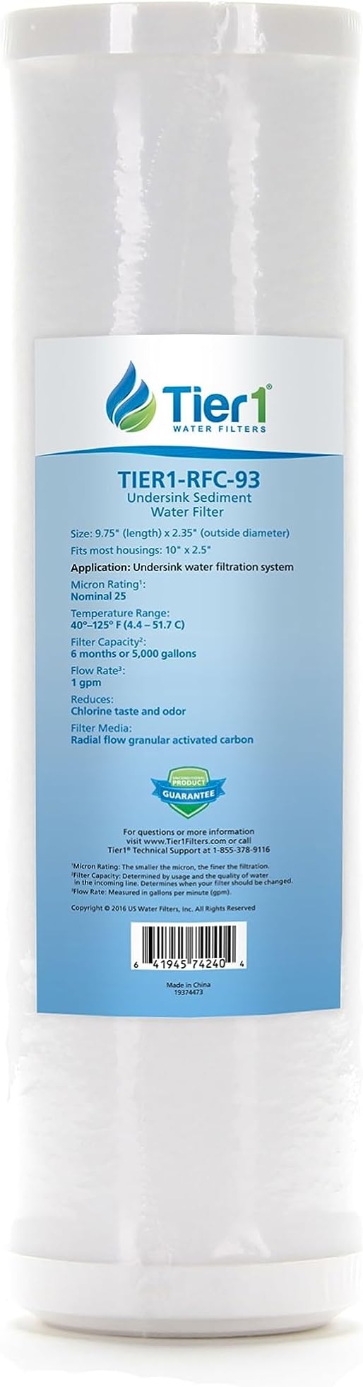 Tier1 25 Micron 10 Inch x 2.5 Inch | Whole House Radial Flow Granular Activated by Tier1