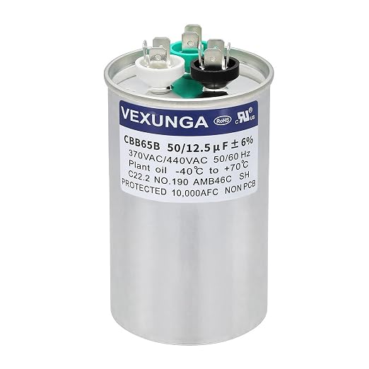 VEXUNGA 50/12.5 uF 50+12.5 MFD 370VAC or 440VAC Dual Run Start Round A/C by VEXUNGA