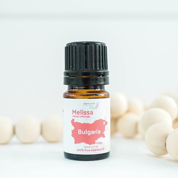 Melissa Essential Oil - Direct from Bulgarian Sustainable Farms - Steam Distilled - Aceite Toronjil for Aromatherapy, Massage, Diffuser, DIY Candle and Soap Making - 5ml