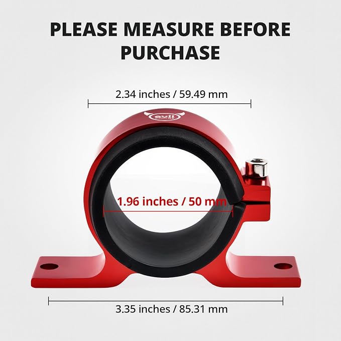 EVIL ENERGY 50mm Fuel Filter Mounting Bracket, Fuel Pump Clamp Holder Red - Image 2