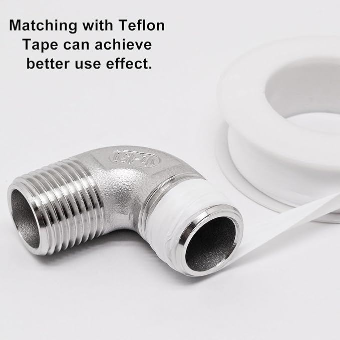 1/2" x 1/2" NPT 90 Degree Elbow 304 Stainless Steel Pipe Fittings Male Threaded - Image 4