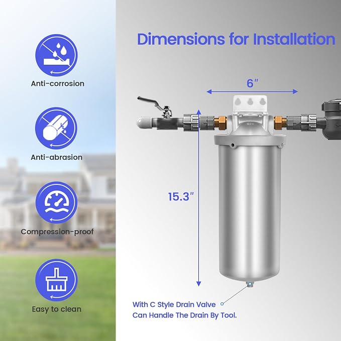Amwater NSF/ANSI 42 Certification Big+ Stainless Steel Filter Housing - Image 6