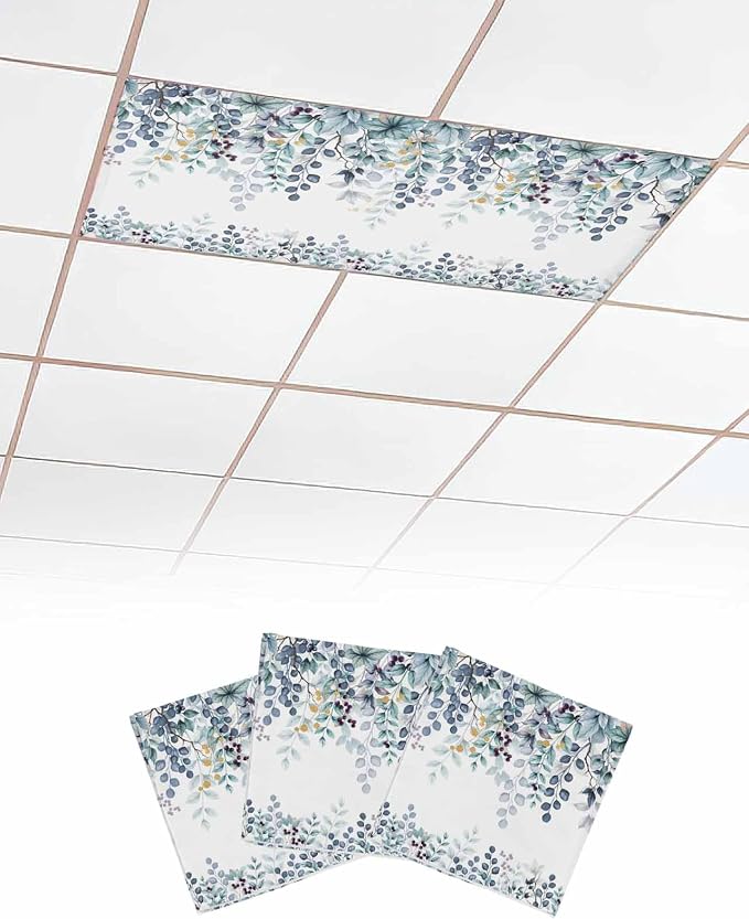 3 Pack Fluorescent Light Cover for Classroom Ceiling Light, Turquoise by Home+L6