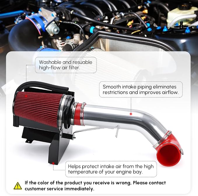 PTNHZ 4" Cold Air Intake Filter w/Heat Shield Kit Compatible - Image 2